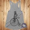Tiger on a Bike Tank Top | Penny Farthing Bicycle Graphic Tee | Ladies Racerback Tank  | Mens Tank Top