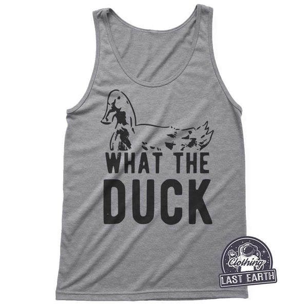What The Duck Tank Top | Funny Duck Graphic Tee | Womens Racerback Tanktop | Mens Tanks | Workout Tank Tops