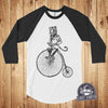 Tiger on a Bike Tank Top | Penny Farthing Bicycle Graphic Tee | Ladies Racerback Tank  | Mens Tank Top