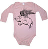 Flying Pig Long Sleeve Baby Bodysuit - Funny Pig Gift - Pigs - Bodysuit - Baby Piglet - Kids Clothing - 1st Birthday - Baby Shower Newborn