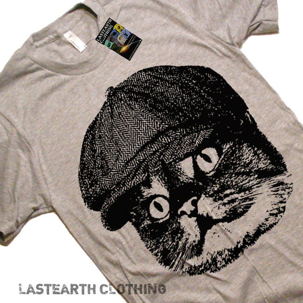 Cat in a Hat vintage newsboy cap T Shirt tee - Womens Graphic Tees - Cat Lover - Mens Tshirt - Kids Tshirt - Cat GIfts - Novelty