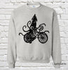 Squid on a Bike Sweater Pullover Sweatshirt Winter Sweatshirt Octopus On a Bike Biking Sweater Clothing Mens Sweater Womens Sweater Funny